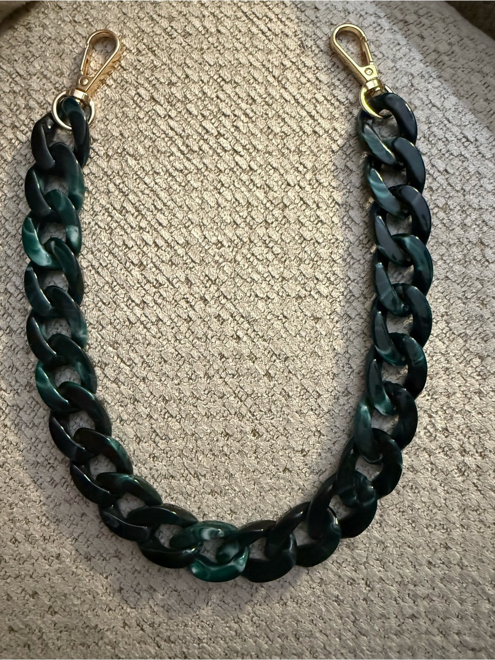 Green Marbled Chunky Chain Strap with Gold Hardware